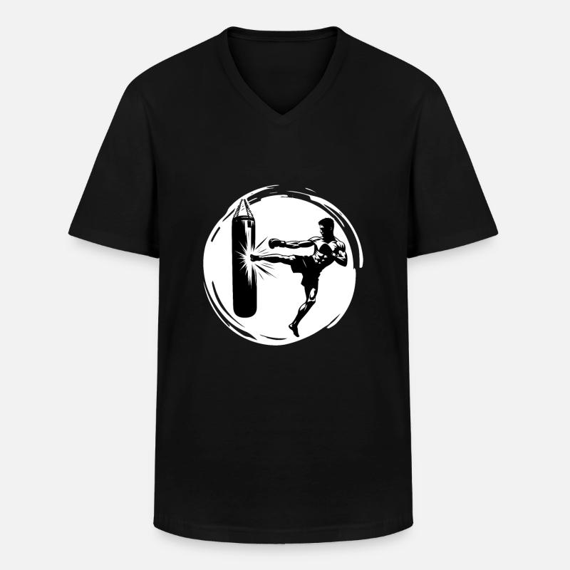 Kickboxen Kickboxer Kick - Männer-T-Shirt mit V-Ausschnitt - Schwarz