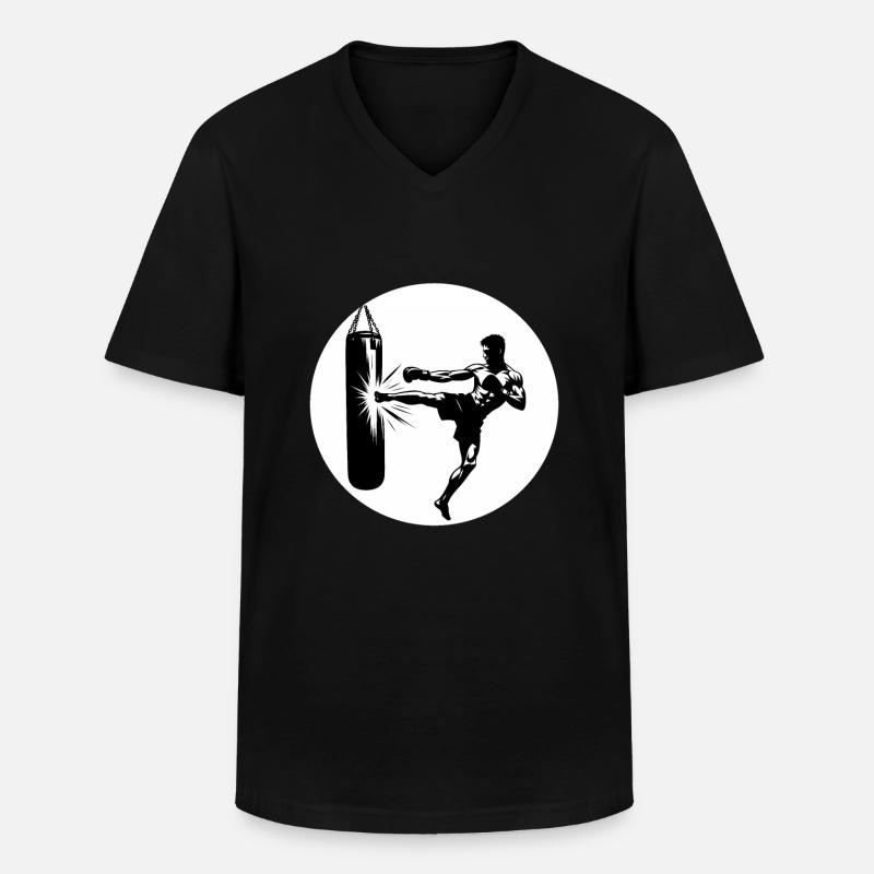 Kickboxen Kickboxer Sidekick - Männer-T-Shirt mit V-Ausschnitt - Schwarz