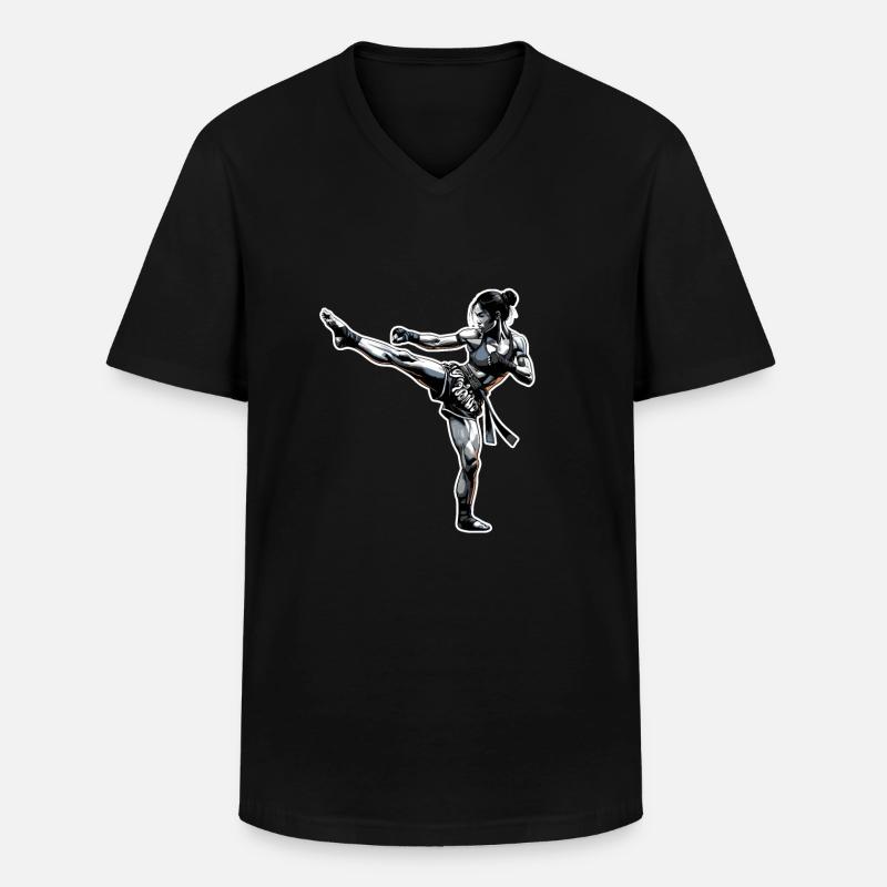 Muay Thai Mädchen - Männer-T-Shirt mit V-Ausschnitt - Schwarz