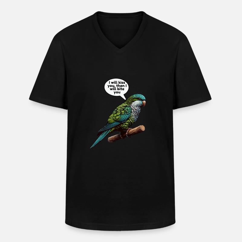 Quäker Papagei Mönch Sittich - Männer-T-Shirt mit V-Ausschnitt - Schwarz
