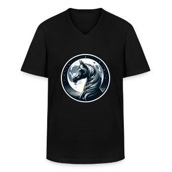 Art du cheval arabe - T-shirt col V Homme - noir - Devant - AI Model Male 178 dark (178cm)