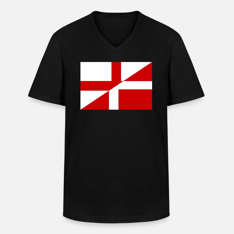 England Dänemark Flagge - Männer-T-Shirt mit V-Ausschnitt - Schwarz