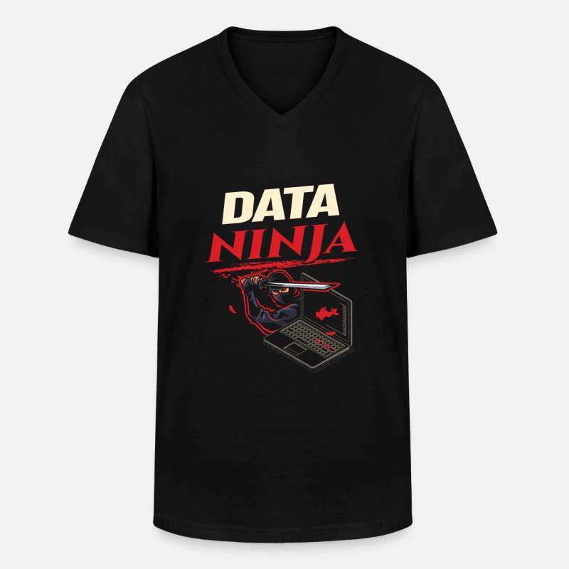 Data Ninja computer programming coder - Männer-T-Shirt mit V-Ausschnitt - Schwarz