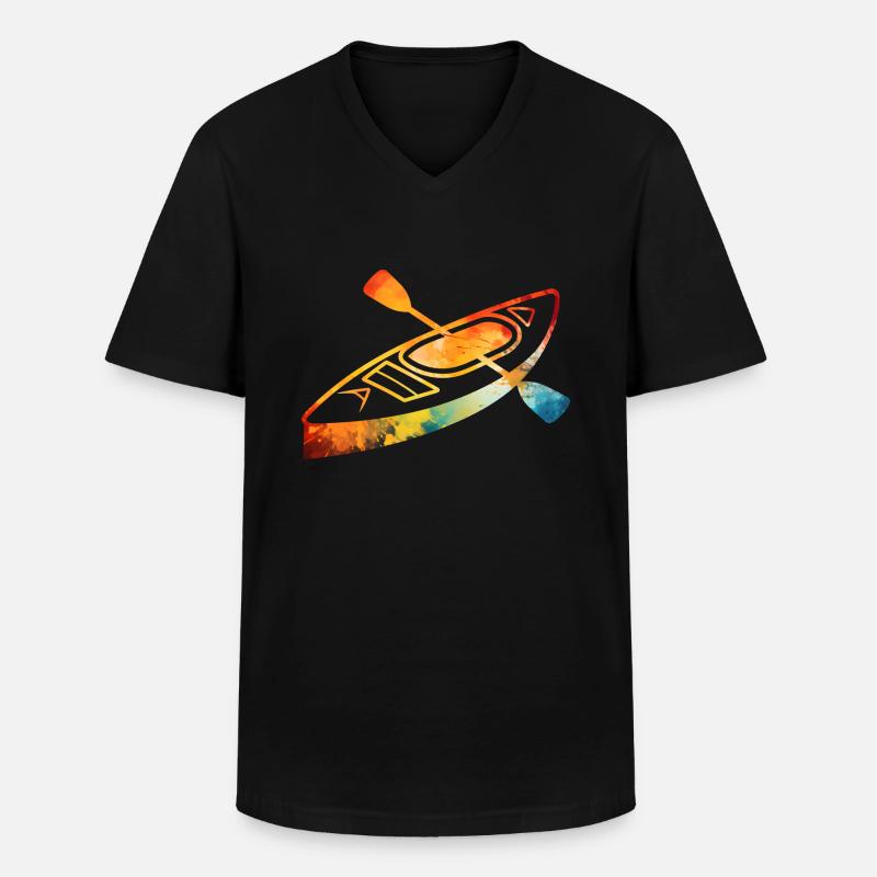Kajak - Männer-T-Shirt mit V-Ausschnitt - Schwarz