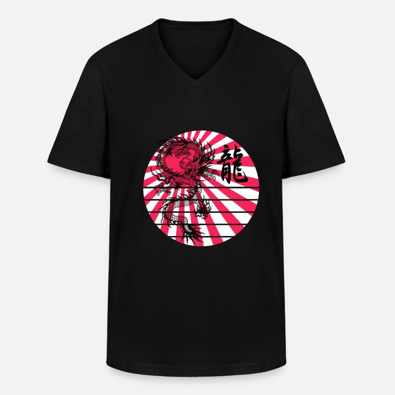 Drachen-Ryu - Männer-T-Shirt mit V-Ausschnitt - Schwarz