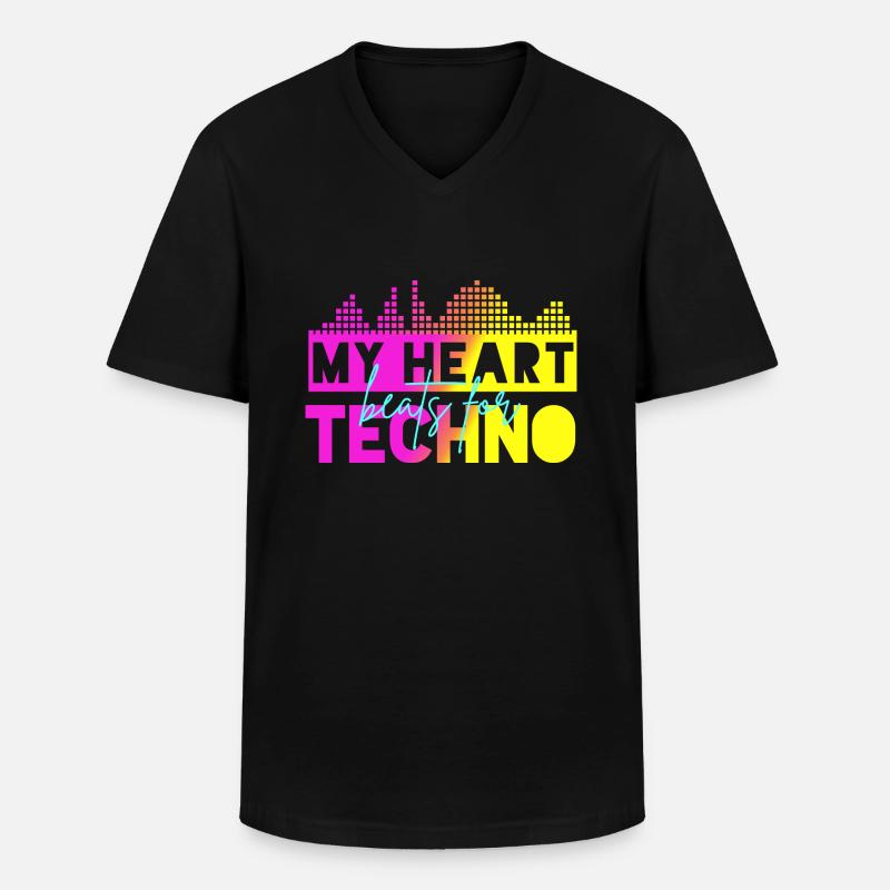 Techno-Beats - Männer-T-Shirt mit V-Ausschnitt - Schwarz