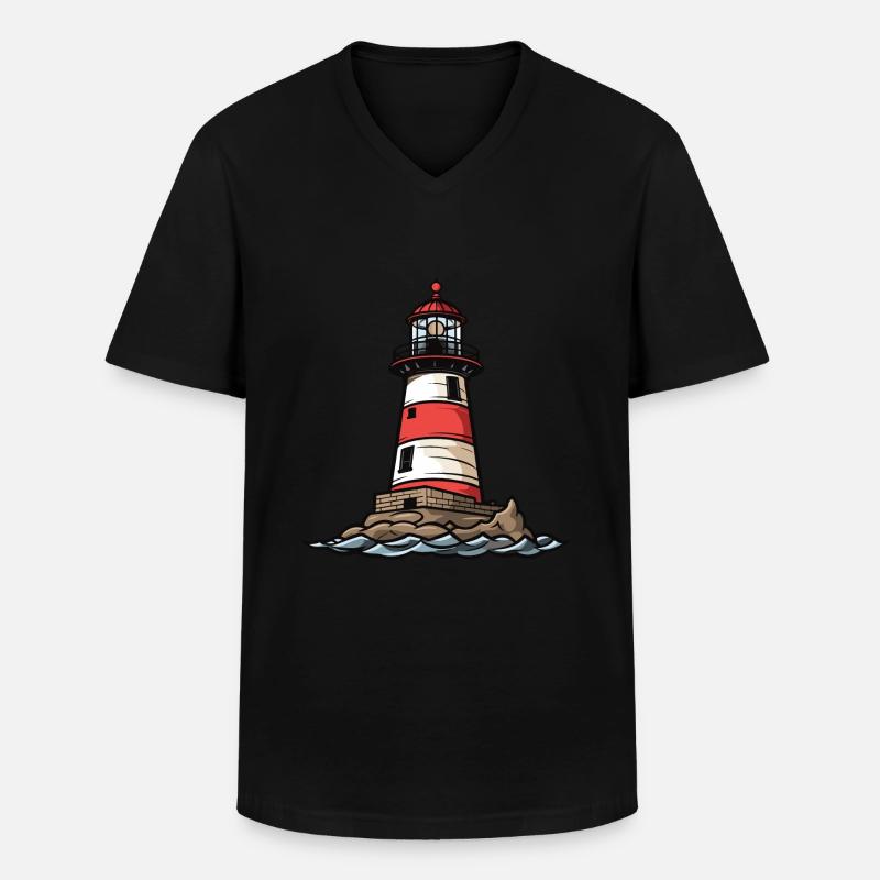 Leuchtturm Symbol - Männer-T-Shirt mit V-Ausschnitt - Schwarz