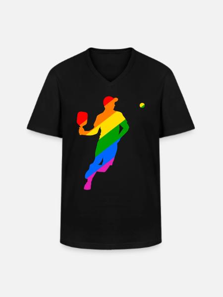 LGBTQ Pickleball - Men's V-Neck T-Shirt - black