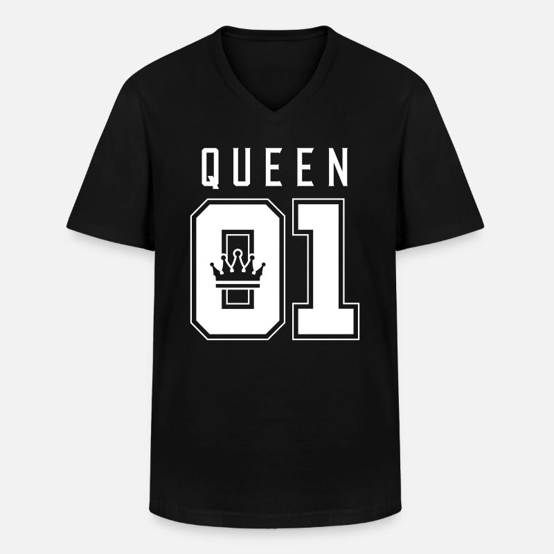 queen 01 krone - Männer-T-Shirt mit V-Ausschnitt - Schwarz