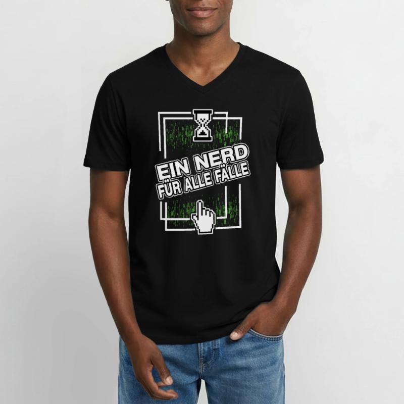 nerd administrator IT abteilung pixel coder Männer-T-Shirt mit V-Ausschnitt