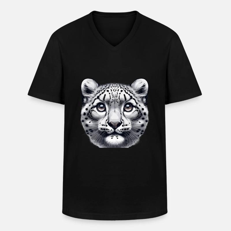 Schneeleopard Leopard Weißer Leopard - Männer-T-Shirt mit V-Ausschnitt - Schwarz