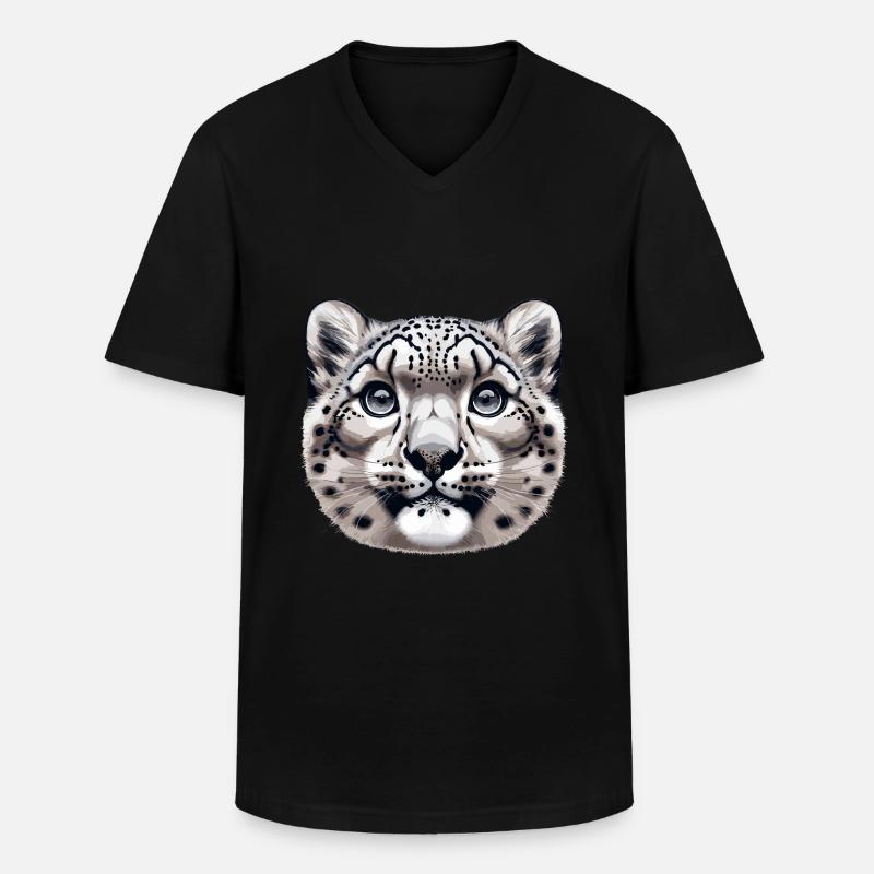 Schneeleopard Leopard Weißer Leopard - Männer-T-Shirt mit V-Ausschnitt - Schwarz