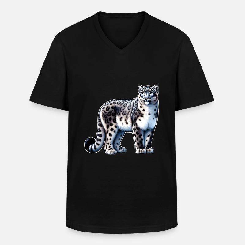 Schneeleopard Leopard Weißer Leopard - Männer-T-Shirt mit V-Ausschnitt - Schwarz