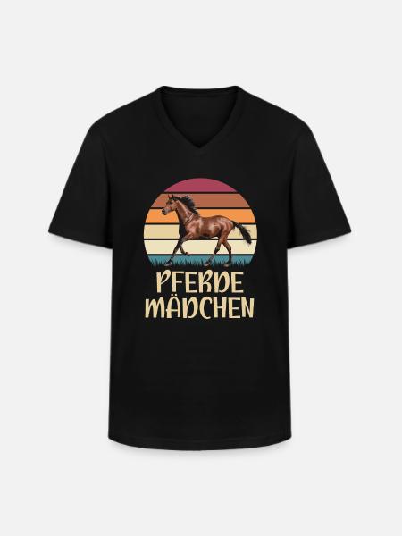 Pferde Mädchen Pferde Retro Design - Männer-T-Shirt mit V-Ausschnitt - Schwarz