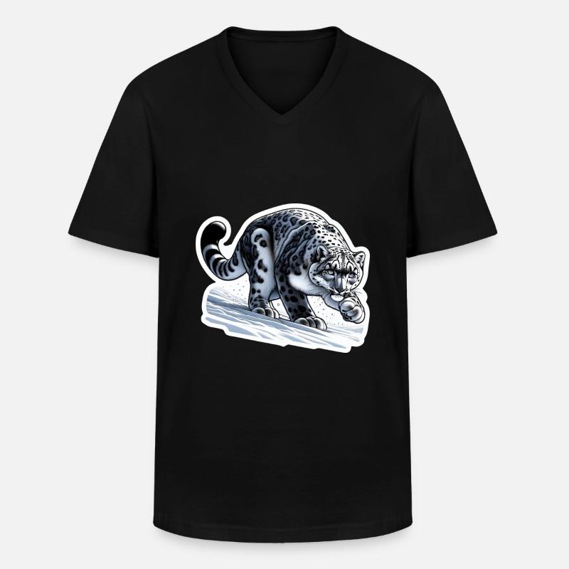 Snow Leopard Leopard White Leopard - Men's V-Neck T-Shirt - black