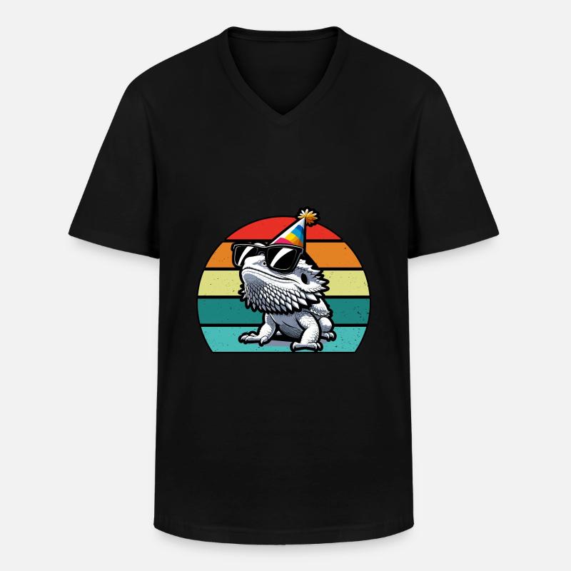 Bartagamen-Eidechse - Männer-T-Shirt mit V-Ausschnitt - Schwarz