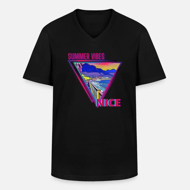 Sommerstimmung Nizza - Männer-T-Shirt mit V-Ausschnitt - Schwarz