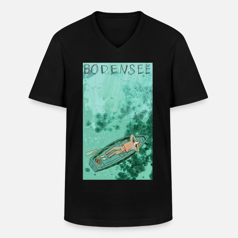 Bodensee Boottraum Illustration - Männer-T-Shirt mit V-Ausschnitt - Schwarz