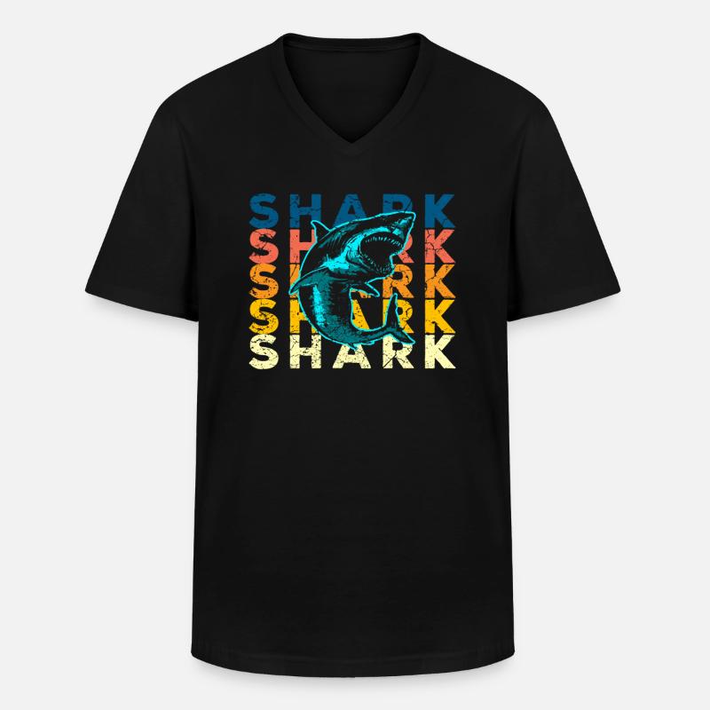 Hai Haifisch - Männer-T-Shirt mit V-Ausschnitt - Schwarz