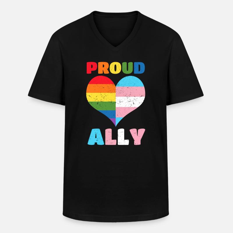 Proud Ally - Männer-T-Shirt mit V-Ausschnitt - Schwarz