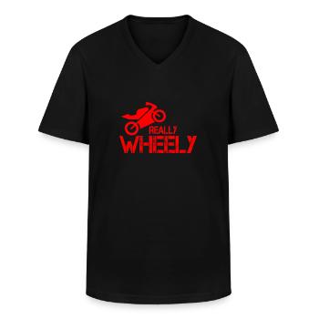 Really Wheely I Motorcycle - Men's V-Neck T-Shirt - black - Front - AI Model Male 178 dark (178cm)