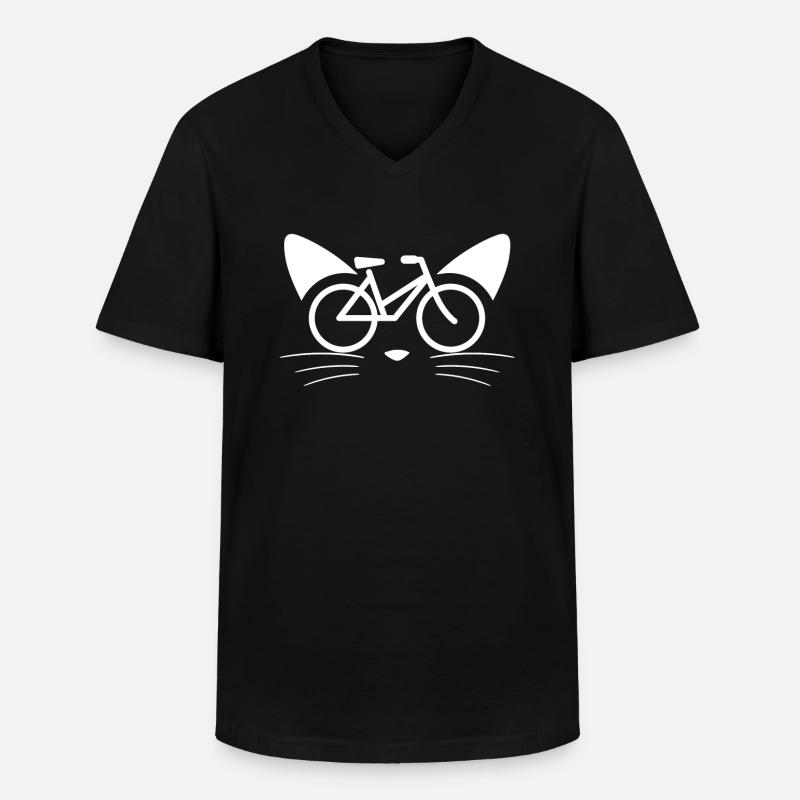 Visage de chat de vélo - T-shirt col V Homme - noir