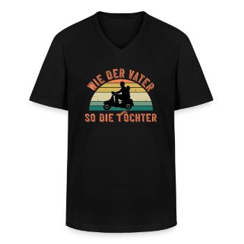 Motorroller-Fans: Wie der Vater so die Tochter - Männer-T-Shirt mit V-Ausschnitt - Schwarz - Vorne - AI Model Male 178 dark (178cm)