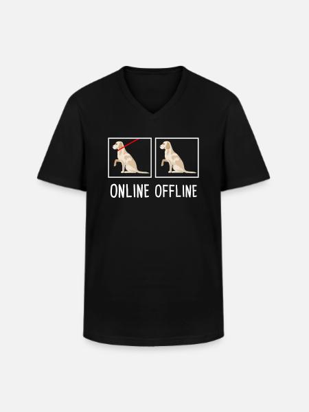 Chien canin Labrador Retriever - T-shirt col V Homme - noir