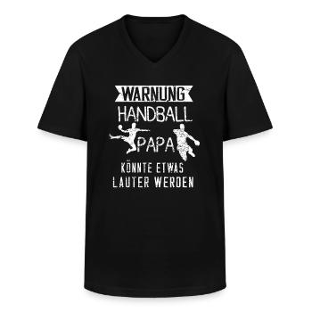 Handball Papa Handballer Handballspieler Geschenk - Männer-T-Shirt mit V-Ausschnitt - Schwarz - Vorne - AI Model Male 178 dark (178cm)