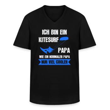 Kitesurf Papa Kitesurfen Kitesurfer Geschenk - Männer-T-Shirt mit V-Ausschnitt - Schwarz - Vorne - AI Model Male 178 dark (178cm)