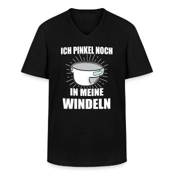 ABDL Adult Baby Windel Geschenk - Männer-T-Shirt mit V-Ausschnitt - Schwarz - Vorne - AI Model Male 178 dark (178cm)