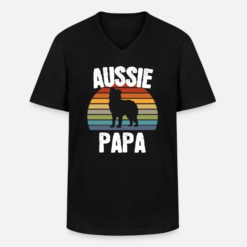 Aussie Papa Australian Shepherd Geschenk - Männer-T-Shirt mit V-Ausschnitt - Schwarz