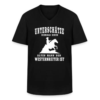 Westernreiter Westernreiten Sliding Geschenk - Männer-T-Shirt mit V-Ausschnitt - Schwarz - Vorne - AI Model Male 178 dark (178cm)