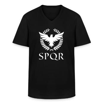 SPQR Rom Römische Geschichte Geschenk - Männer-T-Shirt mit V-Ausschnitt - Schwarz - Vorne - AI Model Male 178 dark (178cm)