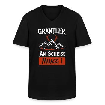 Grantler An Scheiss Muass I Grantln Geschenk - Männer-T-Shirt mit V-Ausschnitt - Schwarz - Vorne - AI Model Male 178 dark (178cm)