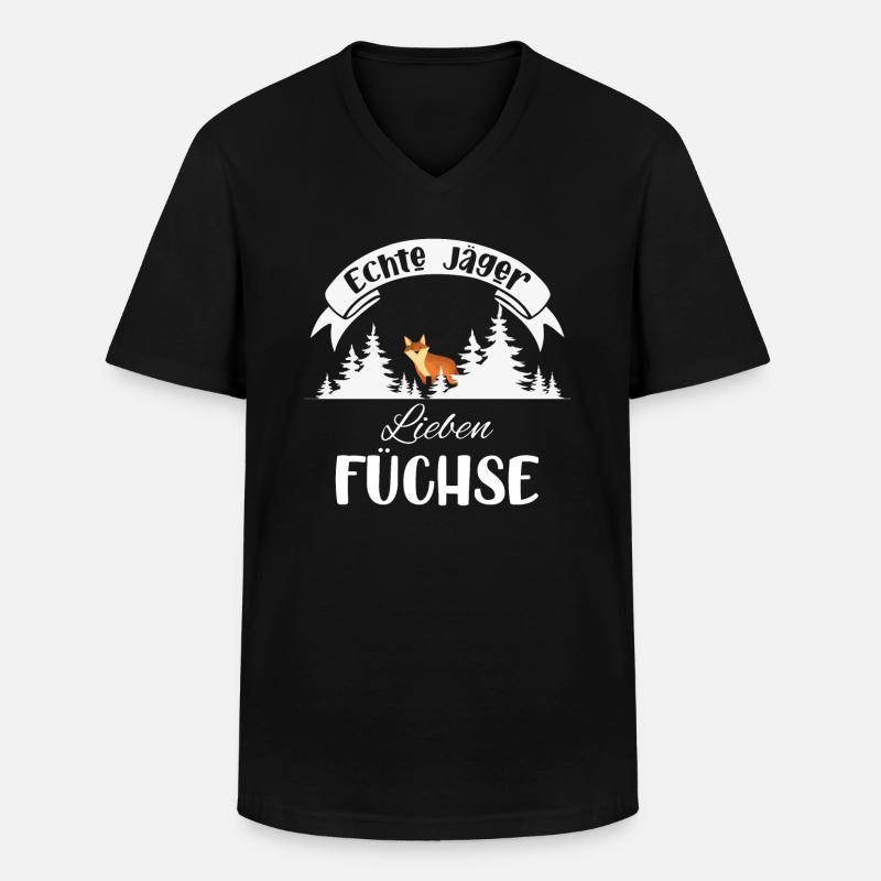 Fuchs Füchse Jäger Jagen Geschenk - Männer-T-Shirt mit V-Ausschnitt - Schwarz