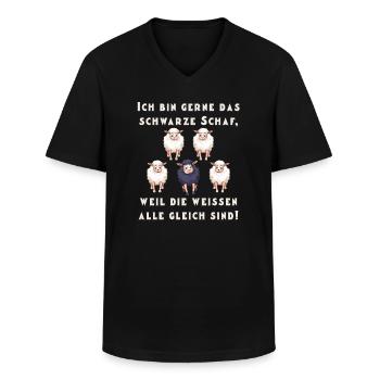 Ich bin gerne das schwarze Schaf - Männer-T-Shirt mit V-Ausschnitt - Schwarz - Vorne - AI Model Male 178 dark (178cm)