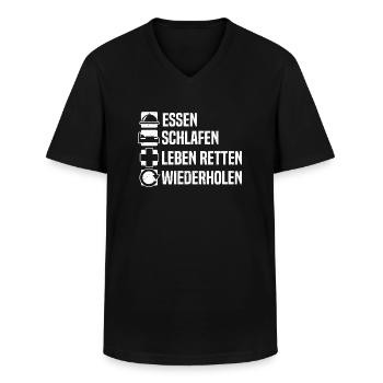 Rettungsdienst Rettung Sanitäter Rettungssanitäter - Männer-T-Shirt mit V-Ausschnitt - Schwarz - Vorne - AI Model Male 178 dark (178cm)