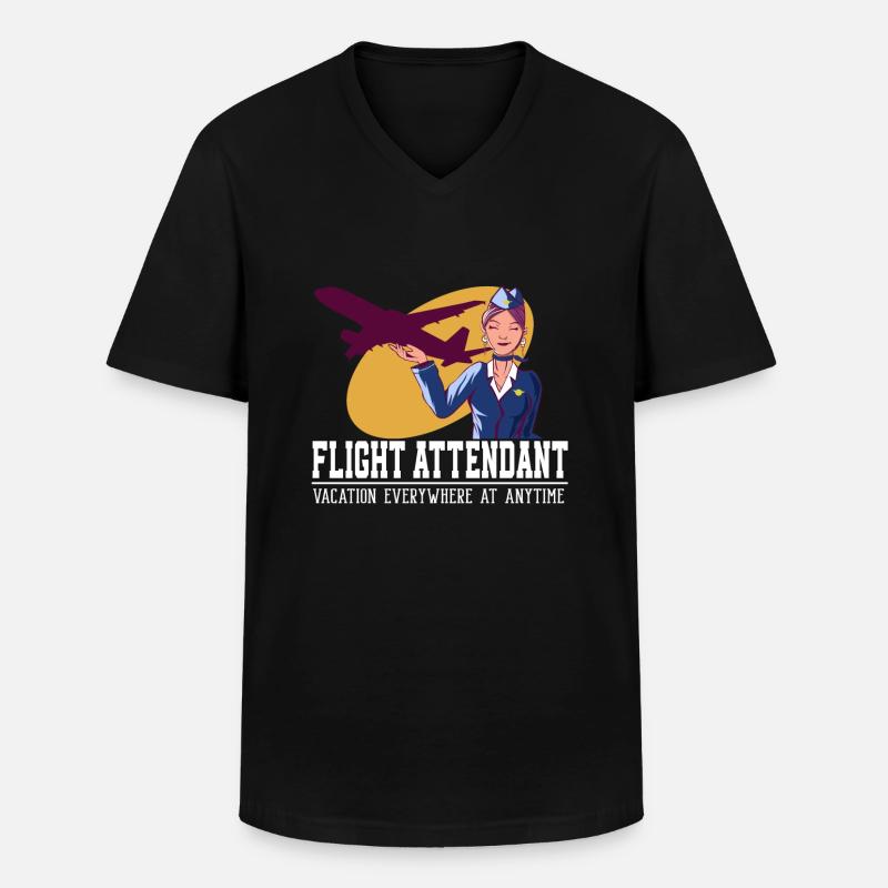 Flight Attendant Vacation Everywhere - Männer-T-Shirt mit V-Ausschnitt - Schwarz