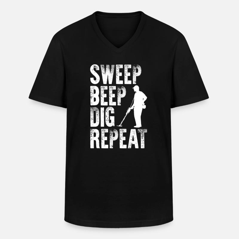 Sweep Beep Dig Repeat - Men's V-Neck T-Shirt - black