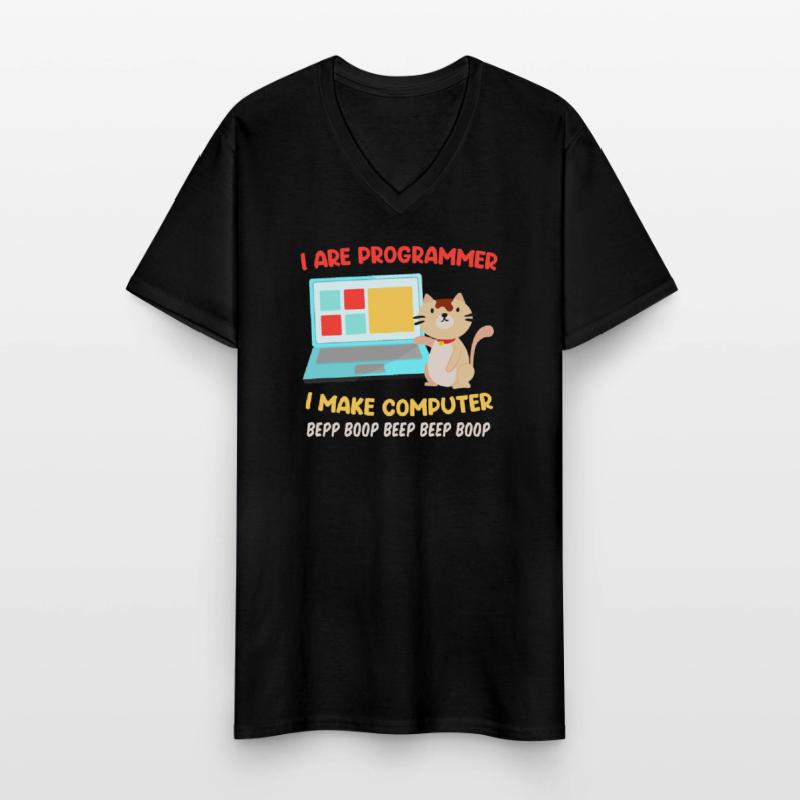 Programmeurs Chats Sort Blague I are Programmeur T-shirt col V Homme