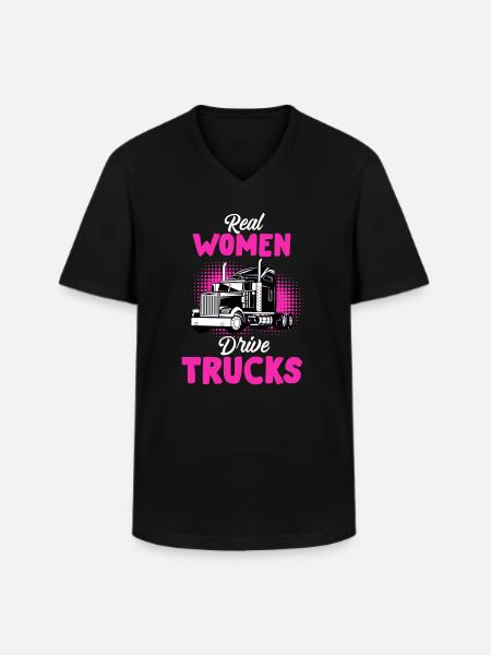 Truck Driver Trucker Woman Truck Gift - Men's V-Neck T-Shirt - black