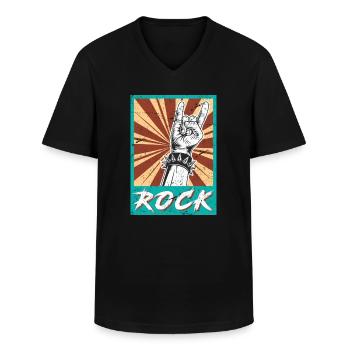 Rock Handzeichen Symbol Rockmusik Rocker - Männer-T-Shirt mit V-Ausschnitt - Schwarz - Vorne - AI Model Male 178 dark (178cm)