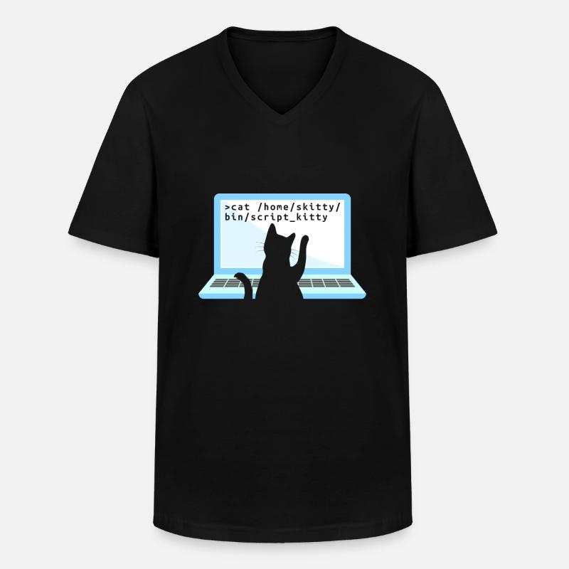 Katze als Programmierer Coder Katzenbesitzer - Männer-T-Shirt mit V-Ausschnitt - Schwarz
