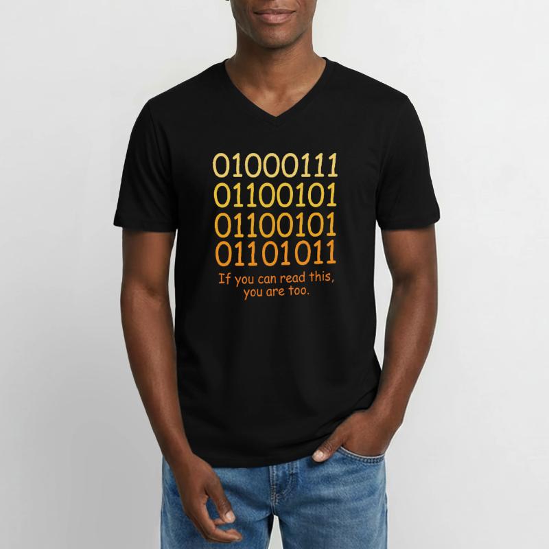 Conception de code binaire de code amusant pour les geeks nerds T-shirt col V Homme