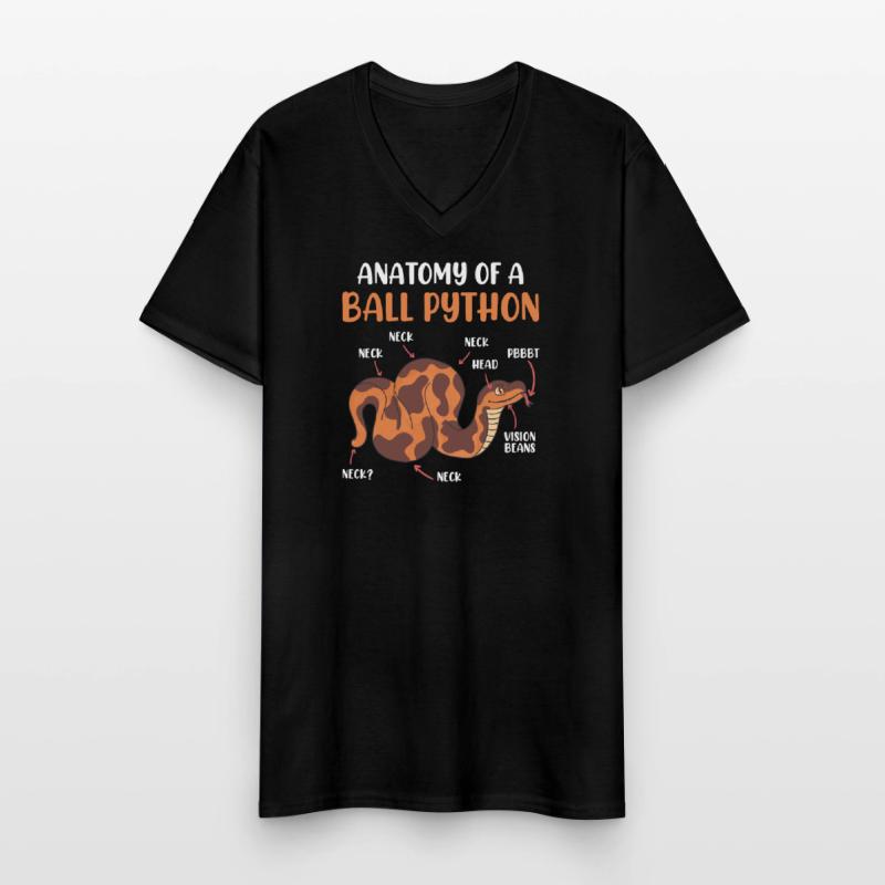 Snake Anotomy of a King Python Ball Python Men's V-Neck T-Shirt