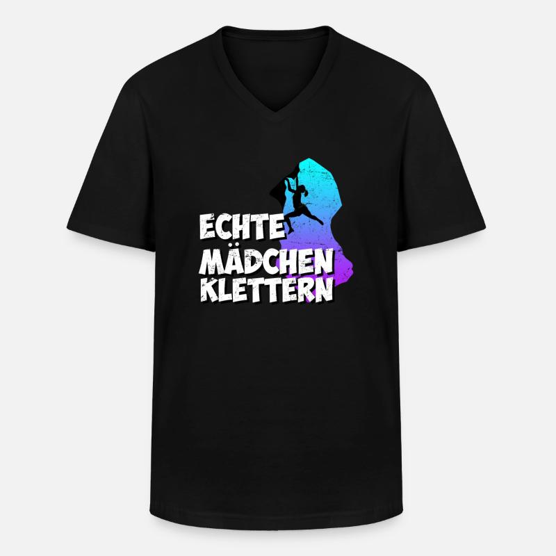 Echte Mädchen Klettern - Männer-T-Shirt mit V-Ausschnitt - Schwarz