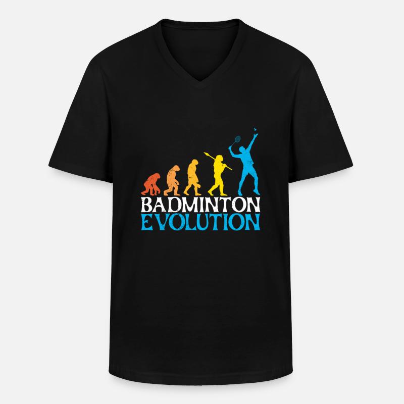 Badminton Evolution Affe Badmintonspieler - Männer-T-Shirt mit V-Ausschnitt - Schwarz