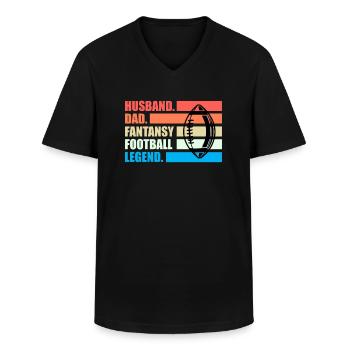Fantasy Football Spruch Husband Dad Fantasy - Männer-T-Shirt mit V-Ausschnitt - Schwarz - Vorne - AI Model Male 178 dark (178cm)