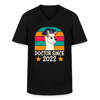 Docteur depuis 2022 Thèse de doctorat Doctorat - T-shirt col V Homme - noir - Devant - AI Model Male 178 dark (178cm)